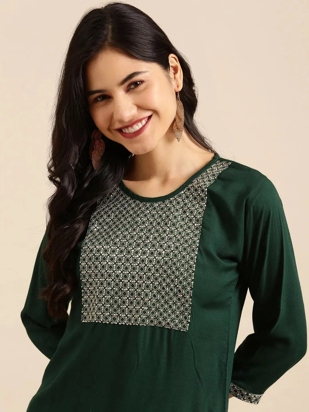 Green Solid Viscose Kurta | Elegant Indian Kurta for Women