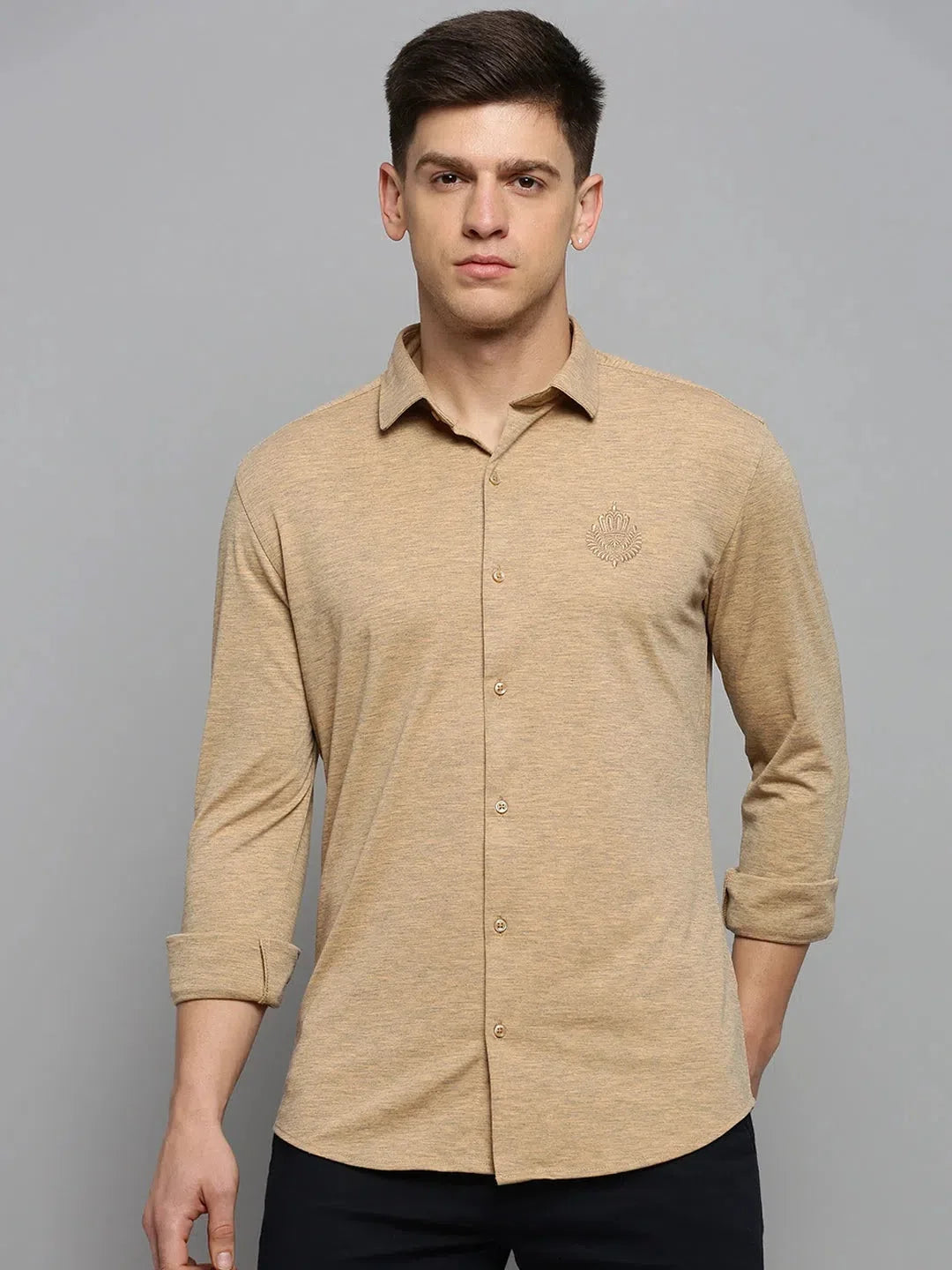 Men's Copper Solid Cotton Shirt | Casual Style