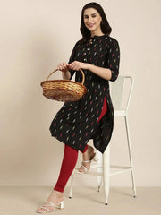 Women Straight Black Geometric Kurta-MRF-174-Black