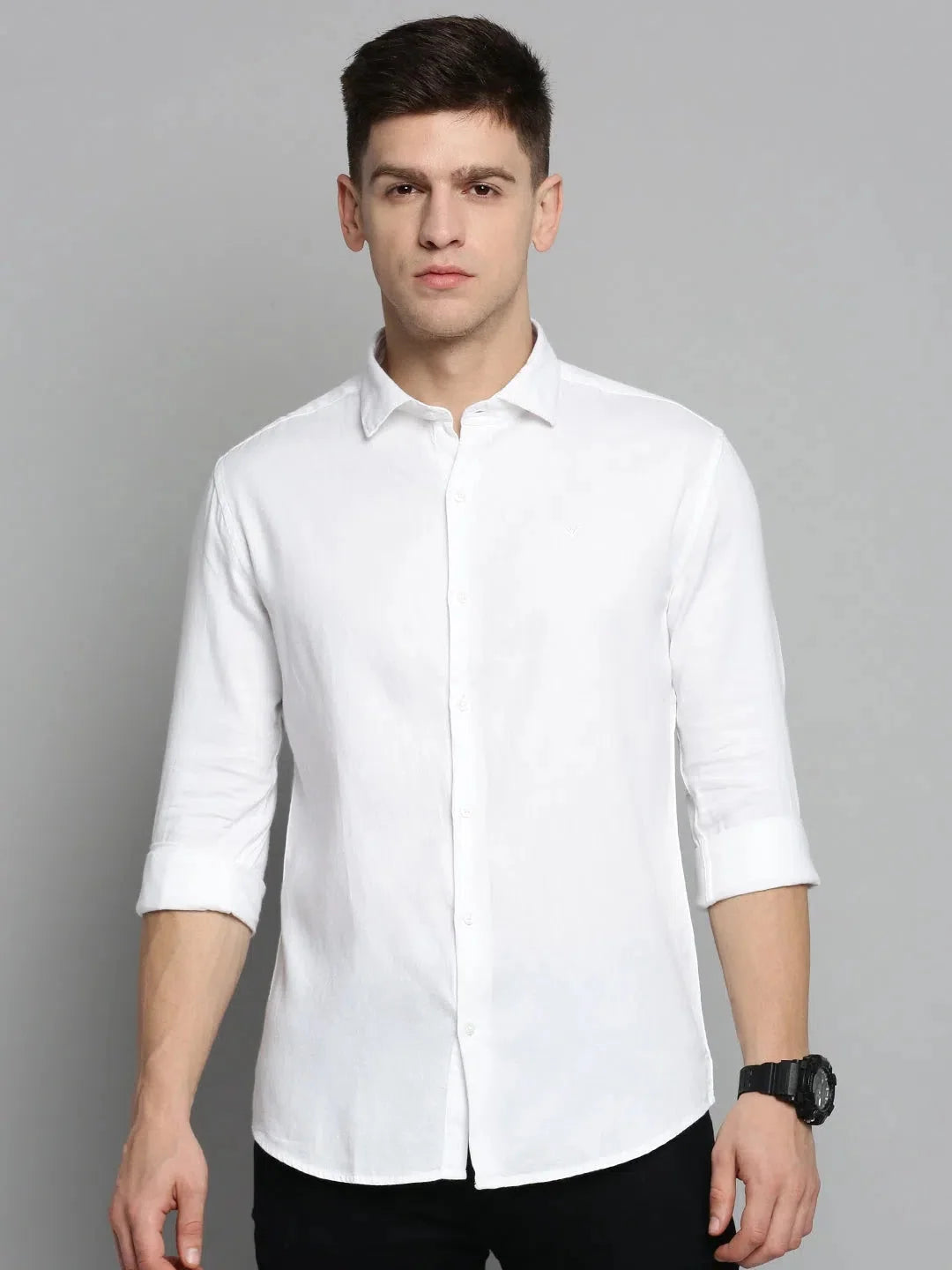 White Cotton Mens Shirt - Solid Casual Formal Shirts - DesiQlo