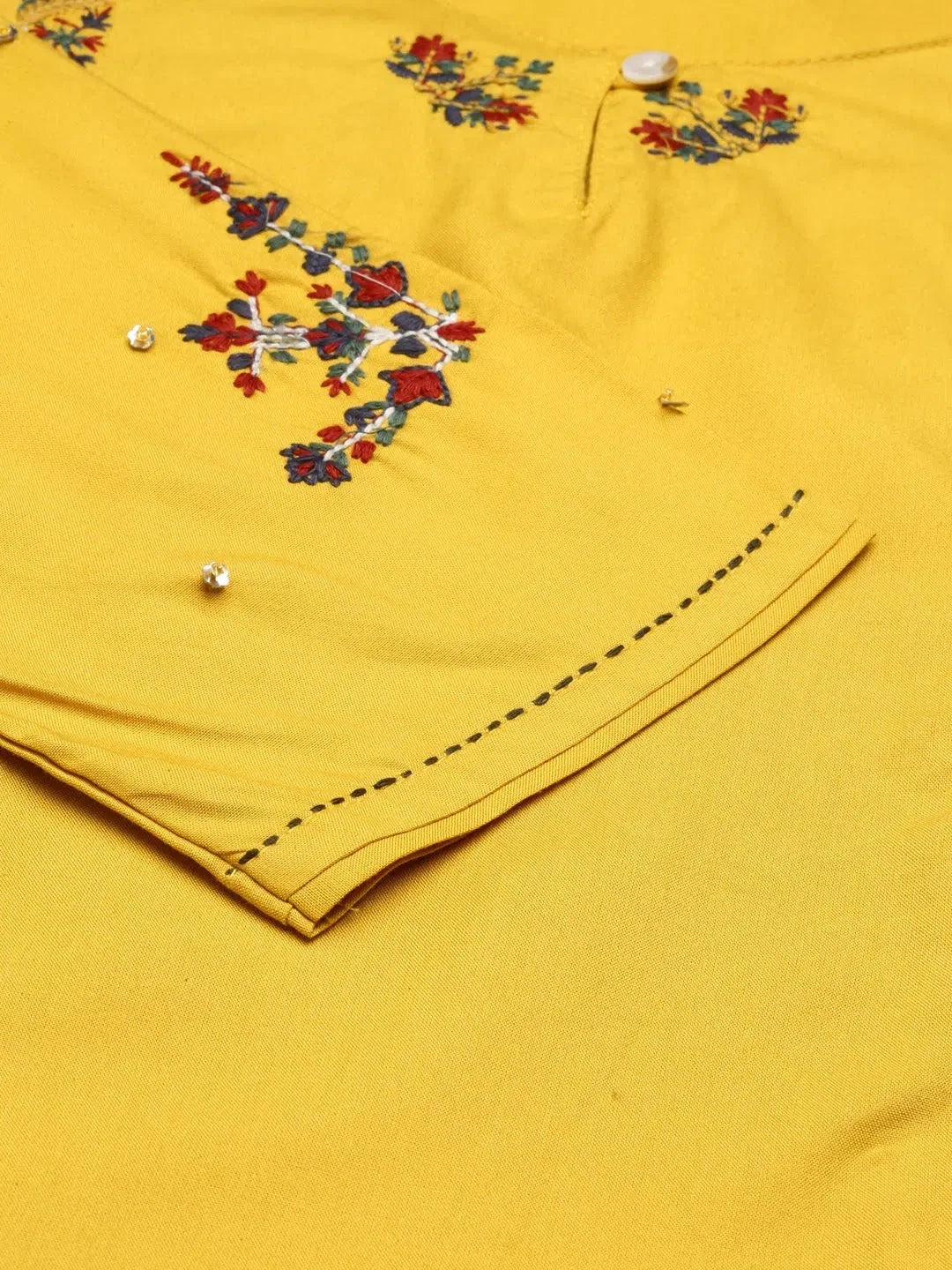 Yellow Embroidered Kurta: Stylish Indian Kurta for Women
