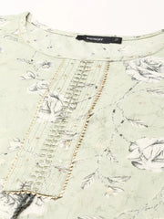 Women's Green Printed Straight Kurta-HO-1919-Green