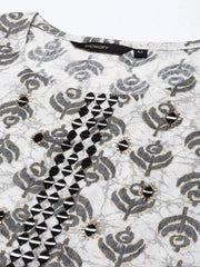 Women's White Printed Kurta SetKC-910-Offwhite