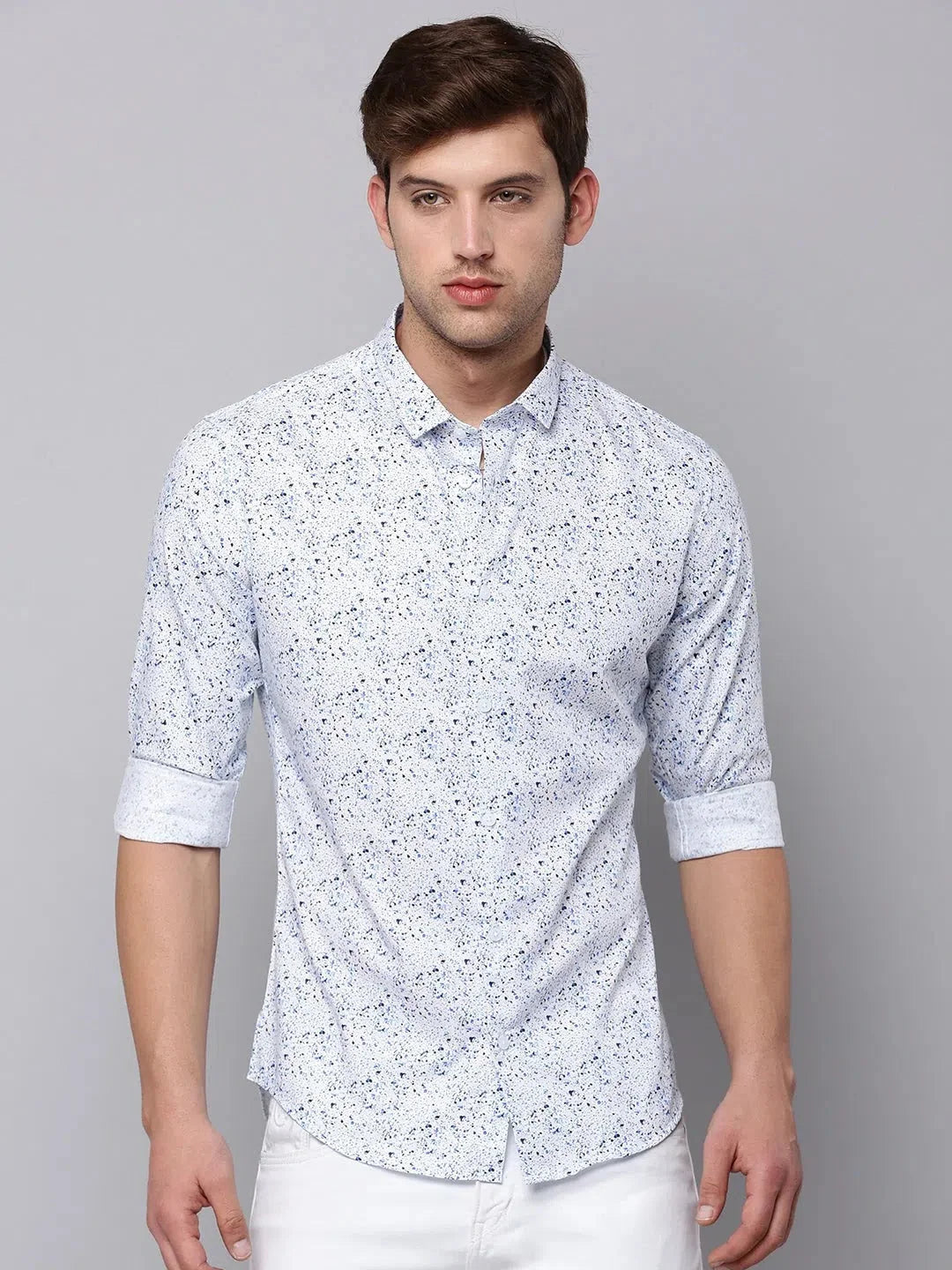White Printed Mens Shirt - Trendy Cotton Casual Shirt Online