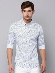 Men White Printed Casual Shirt-TKTPRINT-120-White