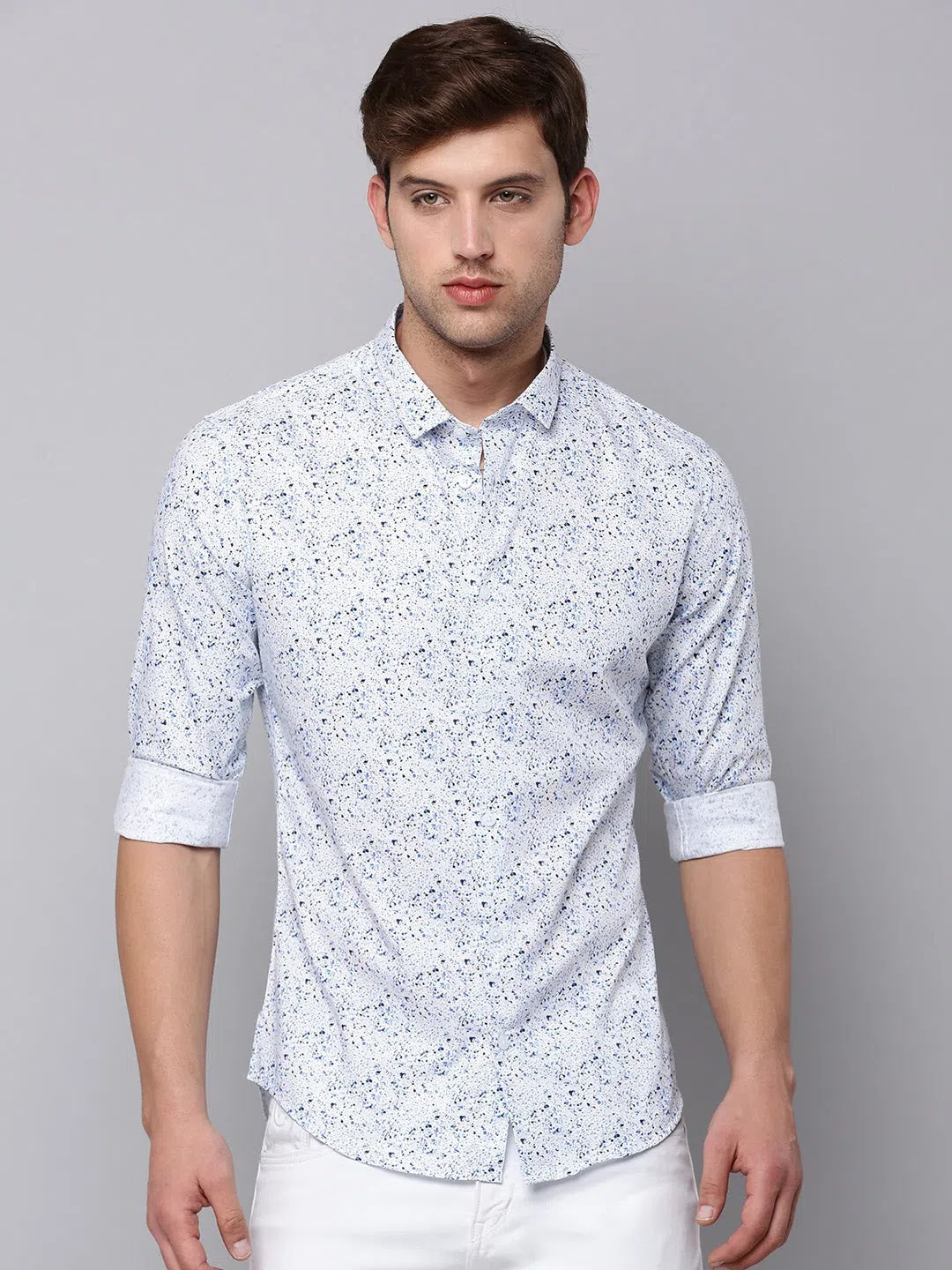 White Printed Mens Shirt - Trendy Cotton Casual Shirt Online
