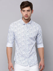 Men White Printed Casual Shirt-TKTPRINT-120-White
