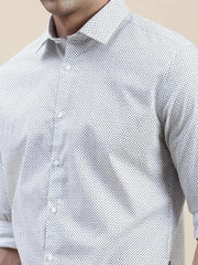 Men White Printed Casual Shirt-DAITON-3443-White