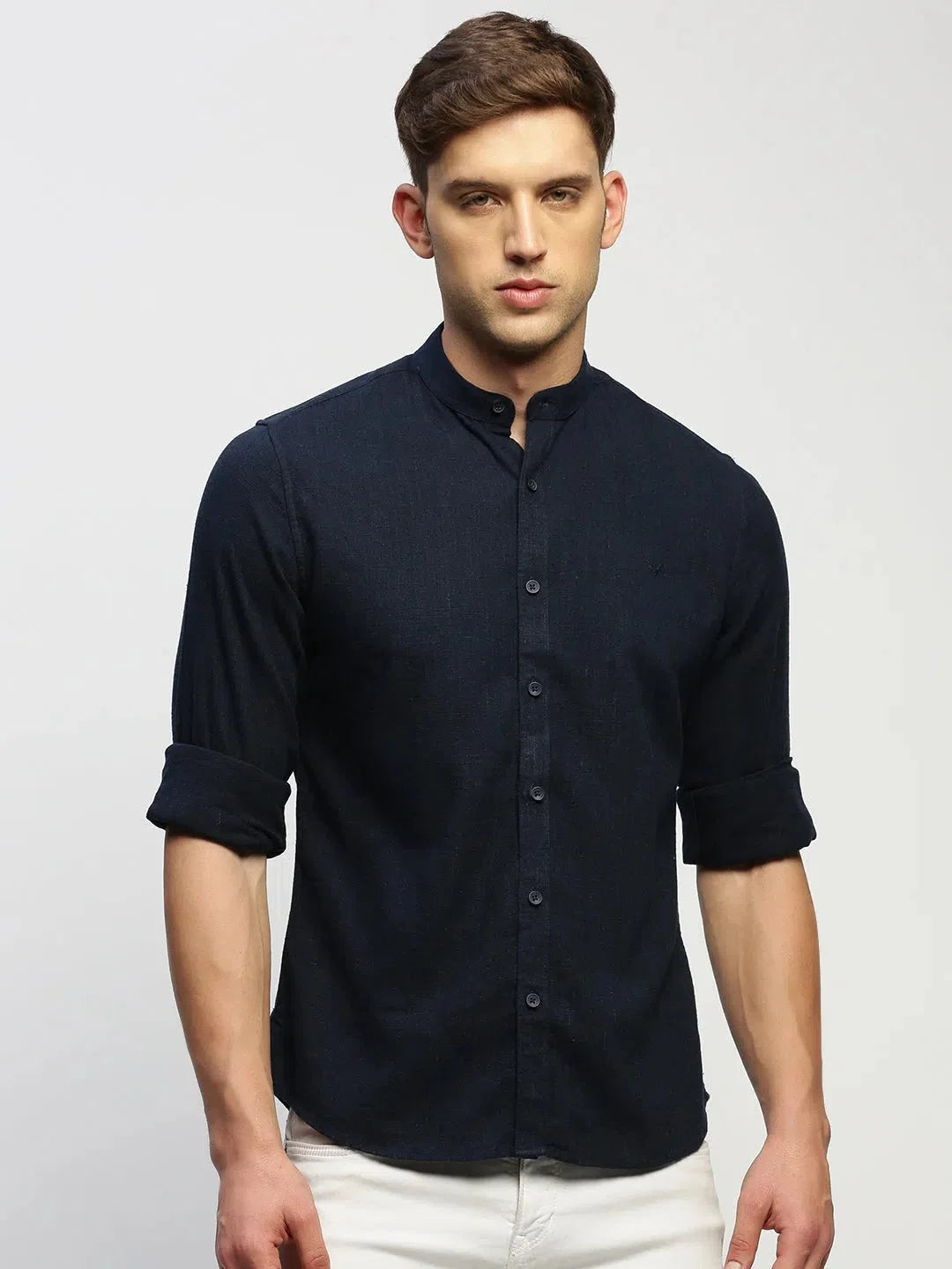 Navy Blue Mens Shirt - Solid Cotton Shirt | DesiQlo