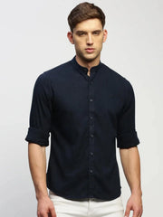 Men Navy Solid Shirt-DINAH-1682-Navyblue