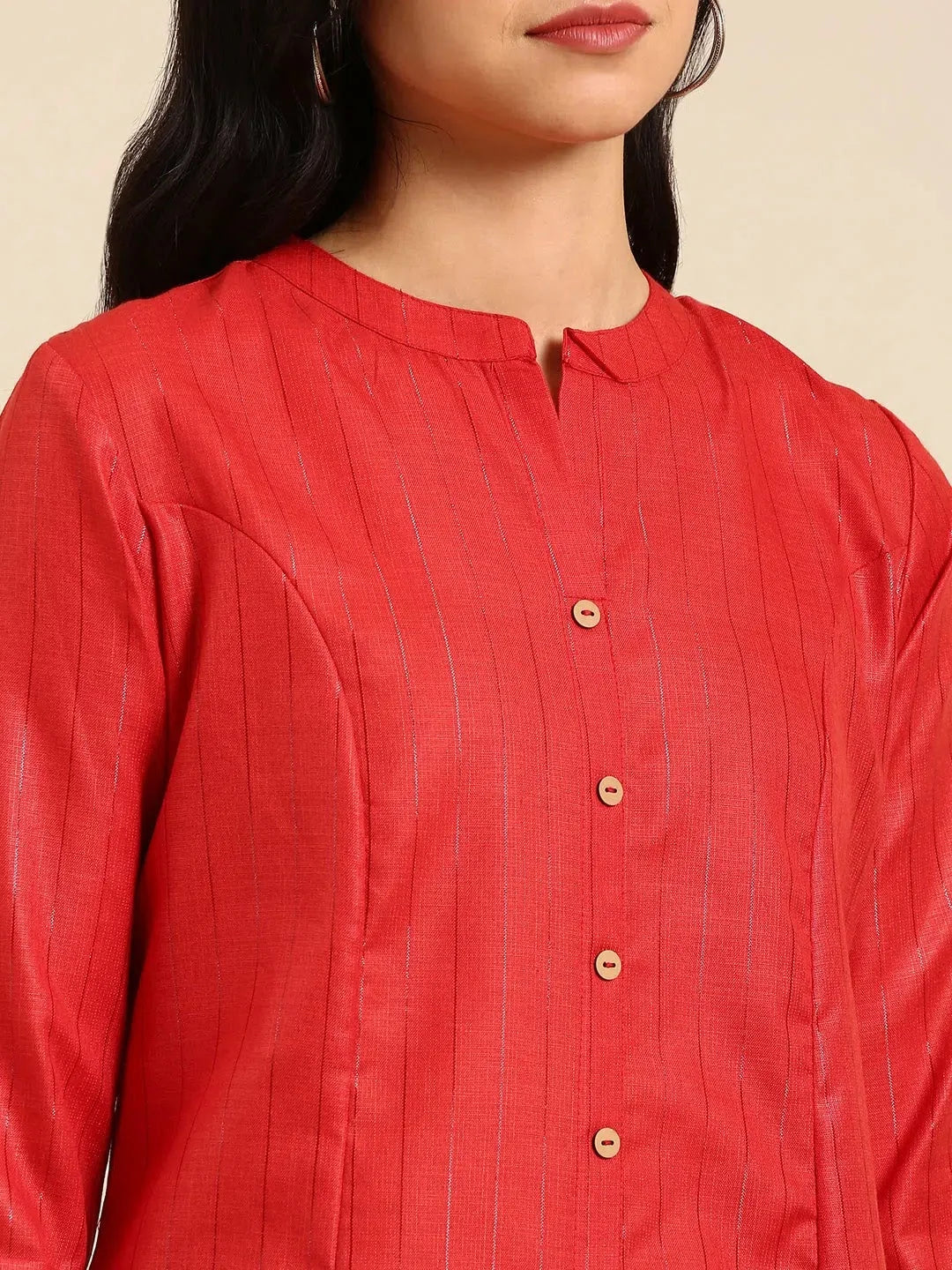 Rust Embroidered Indian Kurta - Elegant Kurtis for Women