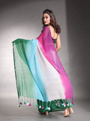 Baby Pink Pure Cotton Soft Saree With Stripes Pattern-MA54CT33580105