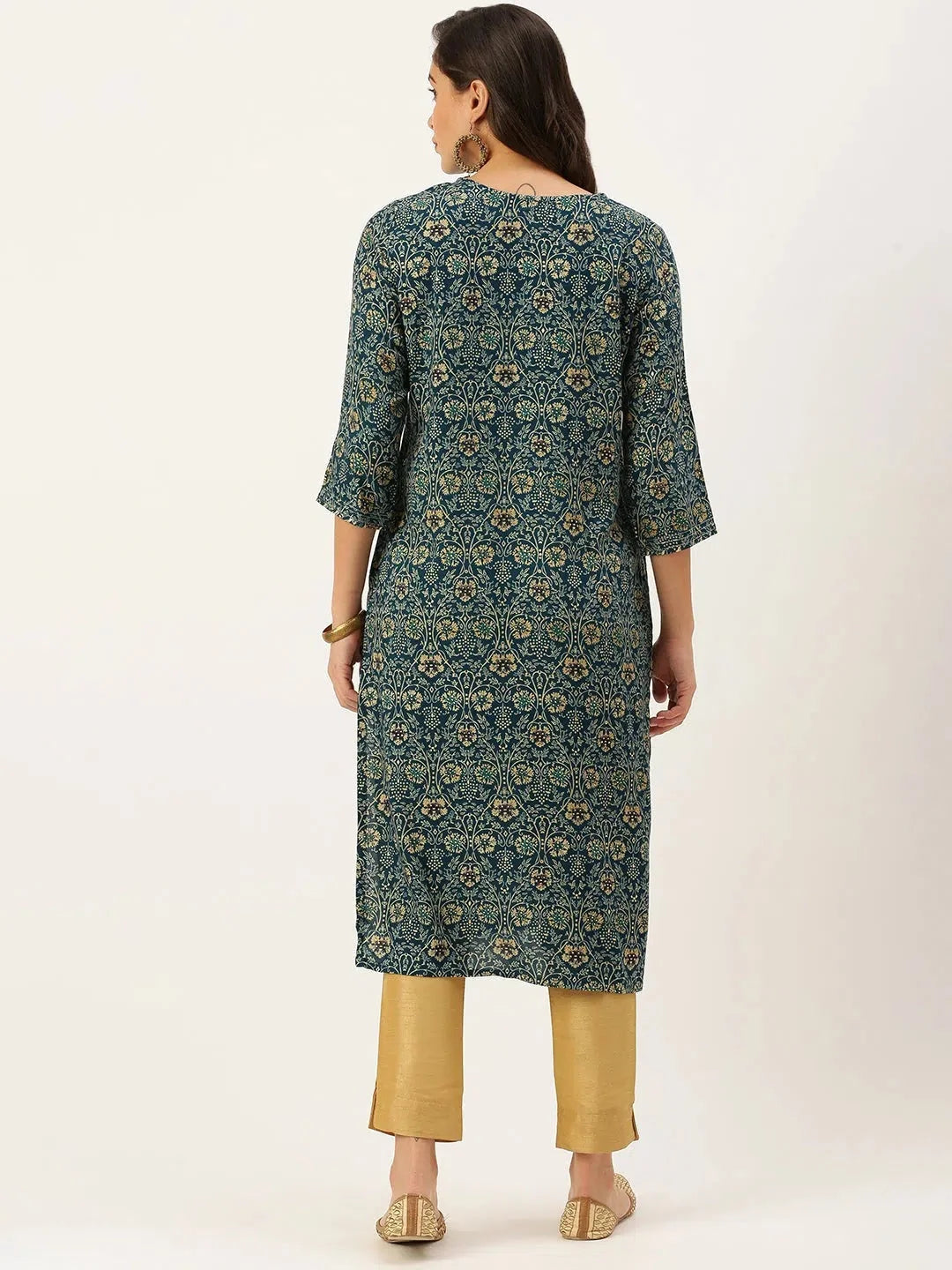 Blue Printed Indian Kurtas for Women: Stylish Cotton Kurta