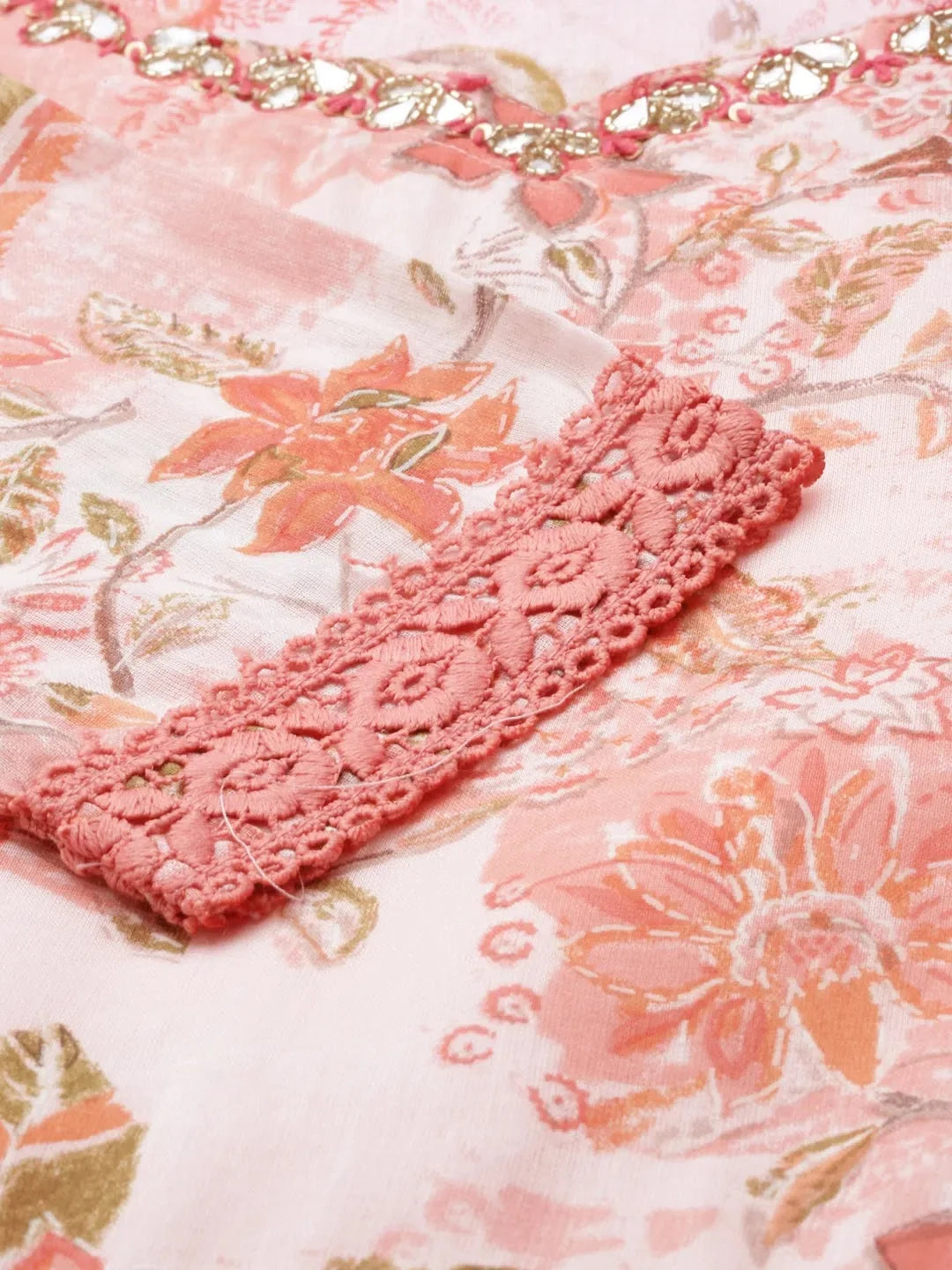 Peach Printed Anarkali Kurti for Women | DesiQlo