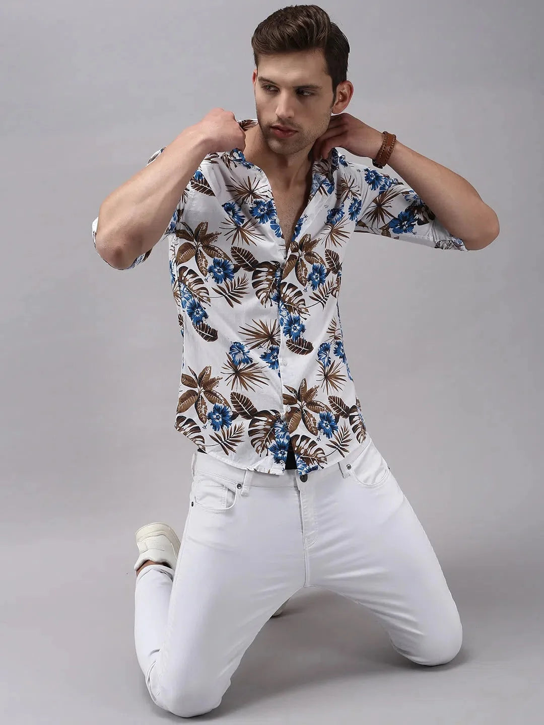 Shop White Printed Mens Shirt | Casual Cotton Shirt by DesiQlo