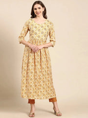 Women's Yellow Printed Kurta SetKC-1005-Yellow