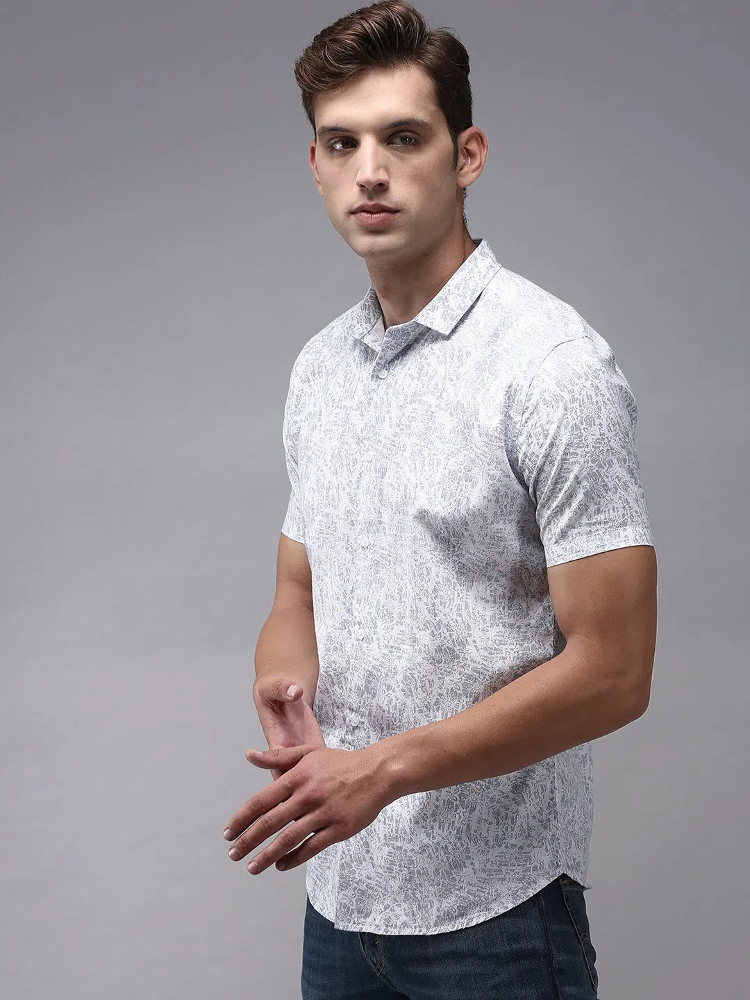 Trendy White Printed Mens Shirt - Stylish Cotton Shirt | DesiQlo