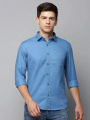 Men Blue Solid Casual Shirt-PRO-ETWILL-4680-Blue
