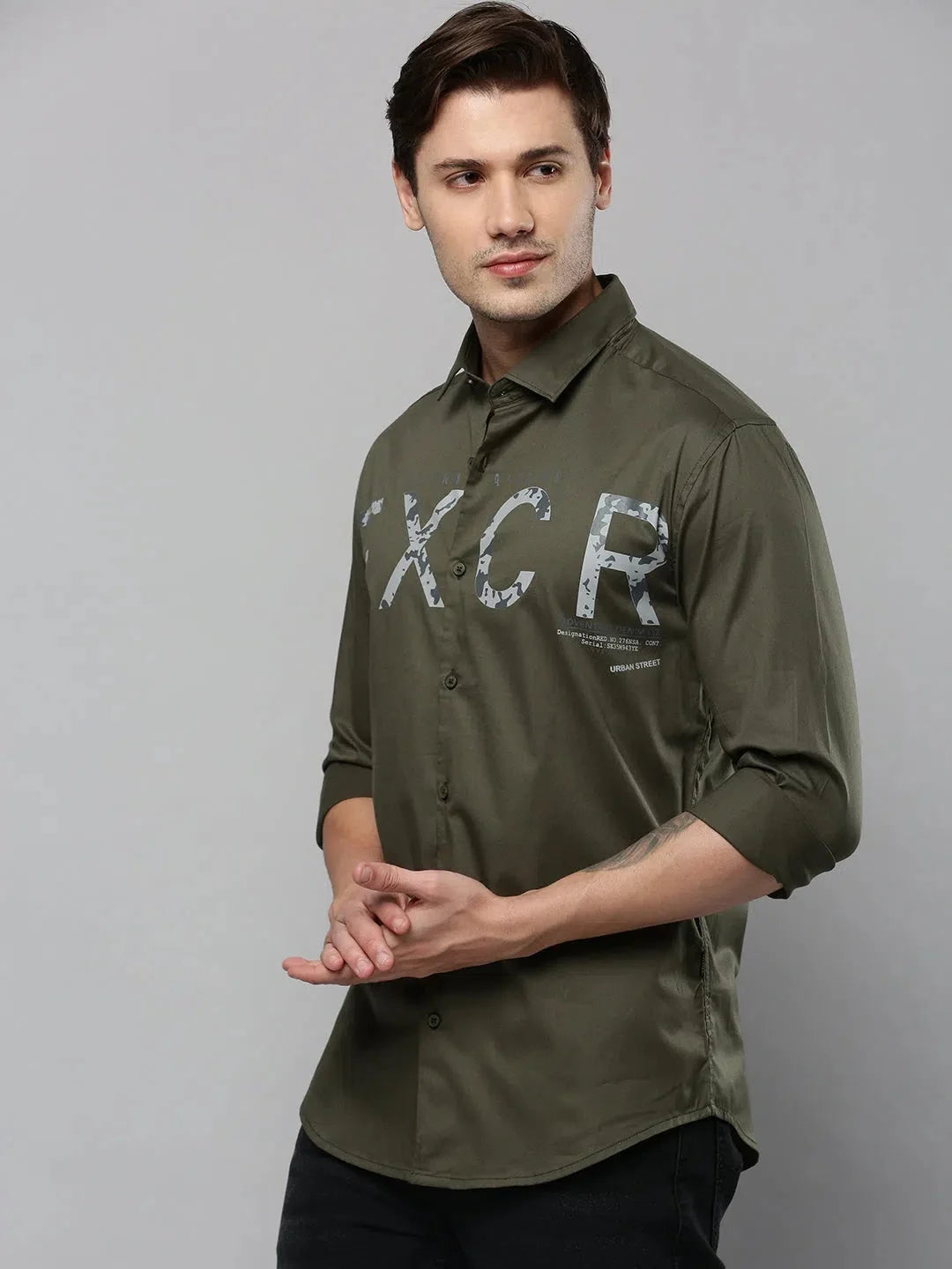 Men's Green Printed Cotton Shirt | Casual Mens Shirt