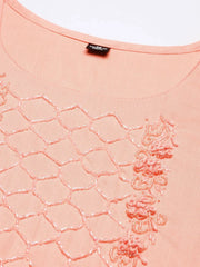 Women's Peach Solid Kurta SetKC-3307-Peach
