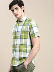 Men Green Checked Casual Shirt-WILLACHECKS-96-Green