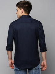 Men Navy Printed Casual Shirt-JAMESTWILL-4731-Navyblue