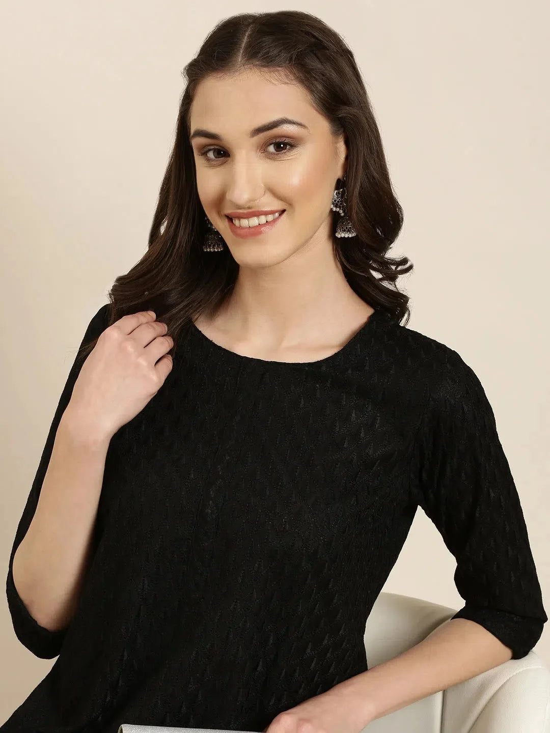 Black Solid Indian Kurta for Ladies | DesiQlo Kurtas