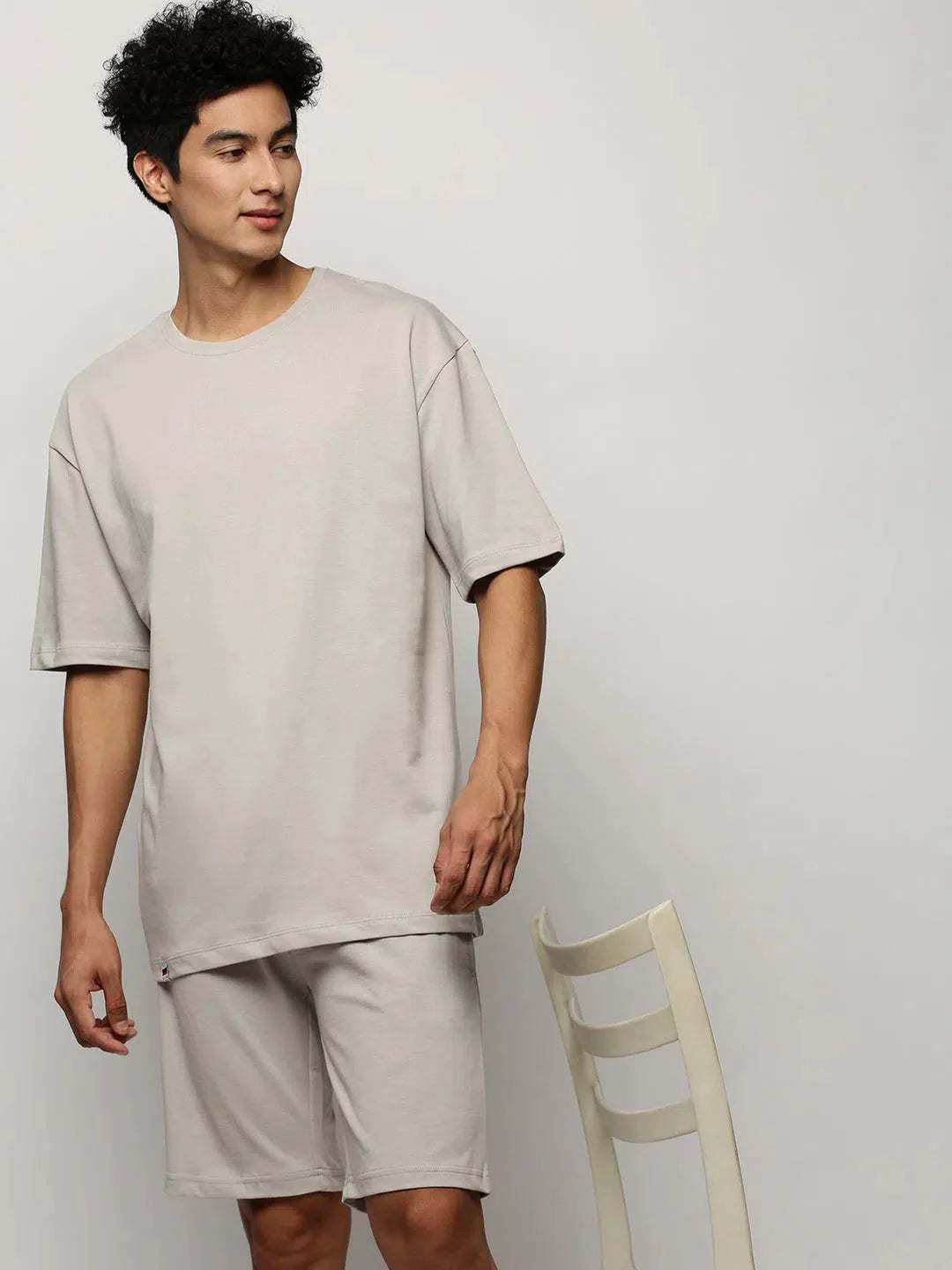 Men's Grey Solid Co ord Set | Cotton Casual Two Piece Sets