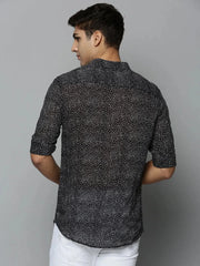 Men Black Printed Casual Shirt-HARPERPRINT-1701-Black