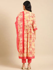 Women's Cream Tie Dye Kurta SetKC-821-Cream
