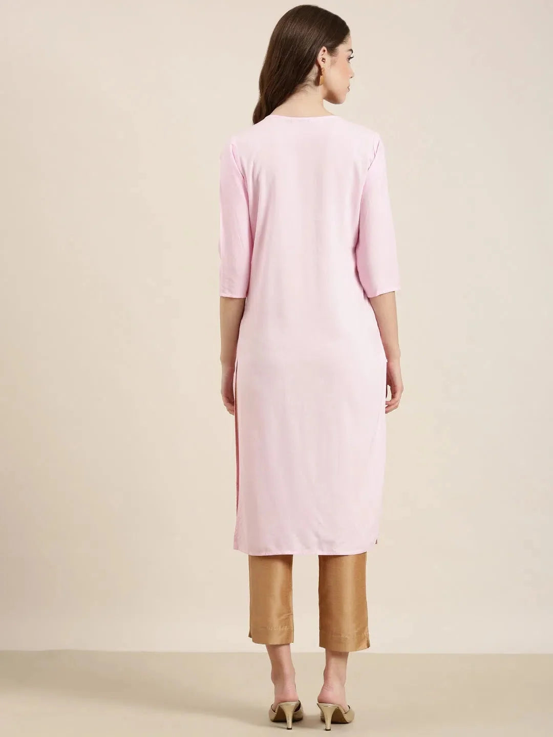 Buy Pink Cotton Solid Kurta | Indian Kurta for Women