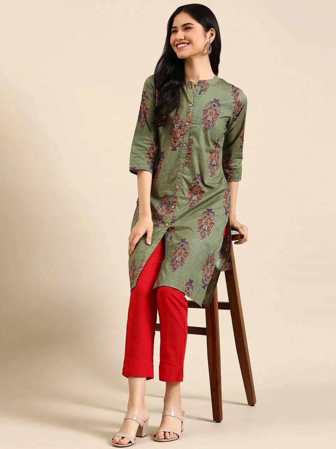 Multicolour Printed Kurta | Women's Cotton Indian Kurtis Online