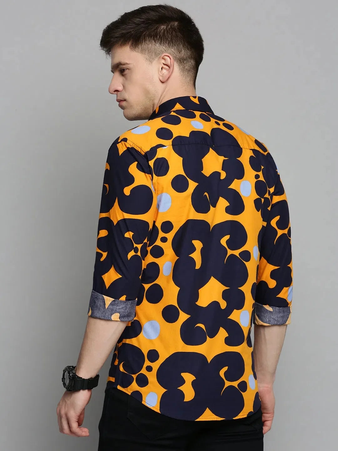 Men's Navy Colourblock Shirt | Casual Cotton Mens Shirt