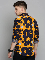 Men Navy Colourblock Casual Shirt-GRADEPRINT-4146-2-Navyblue