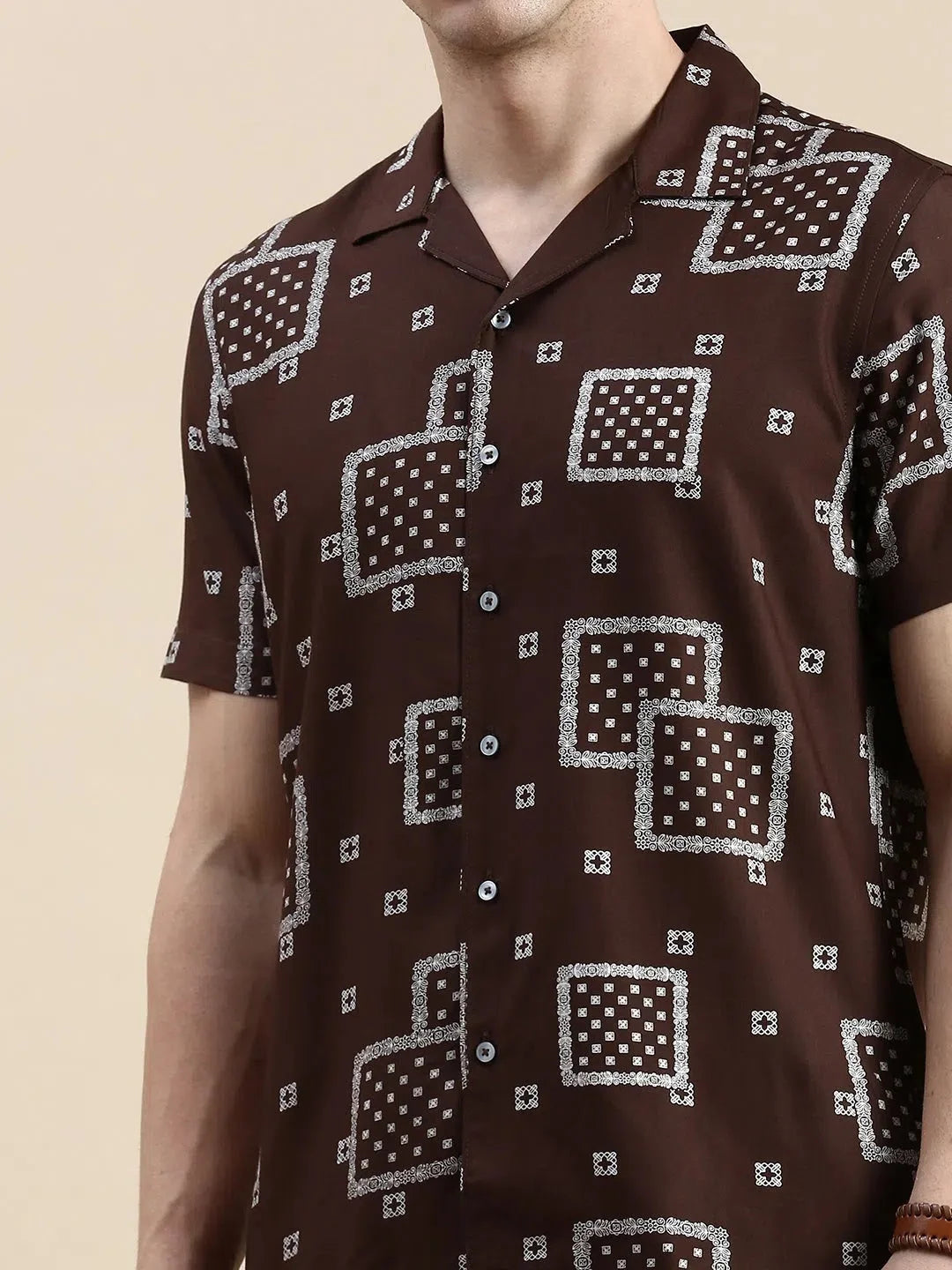 Men's Brown Printed Co ord Sets | Casual Two Piece Sets