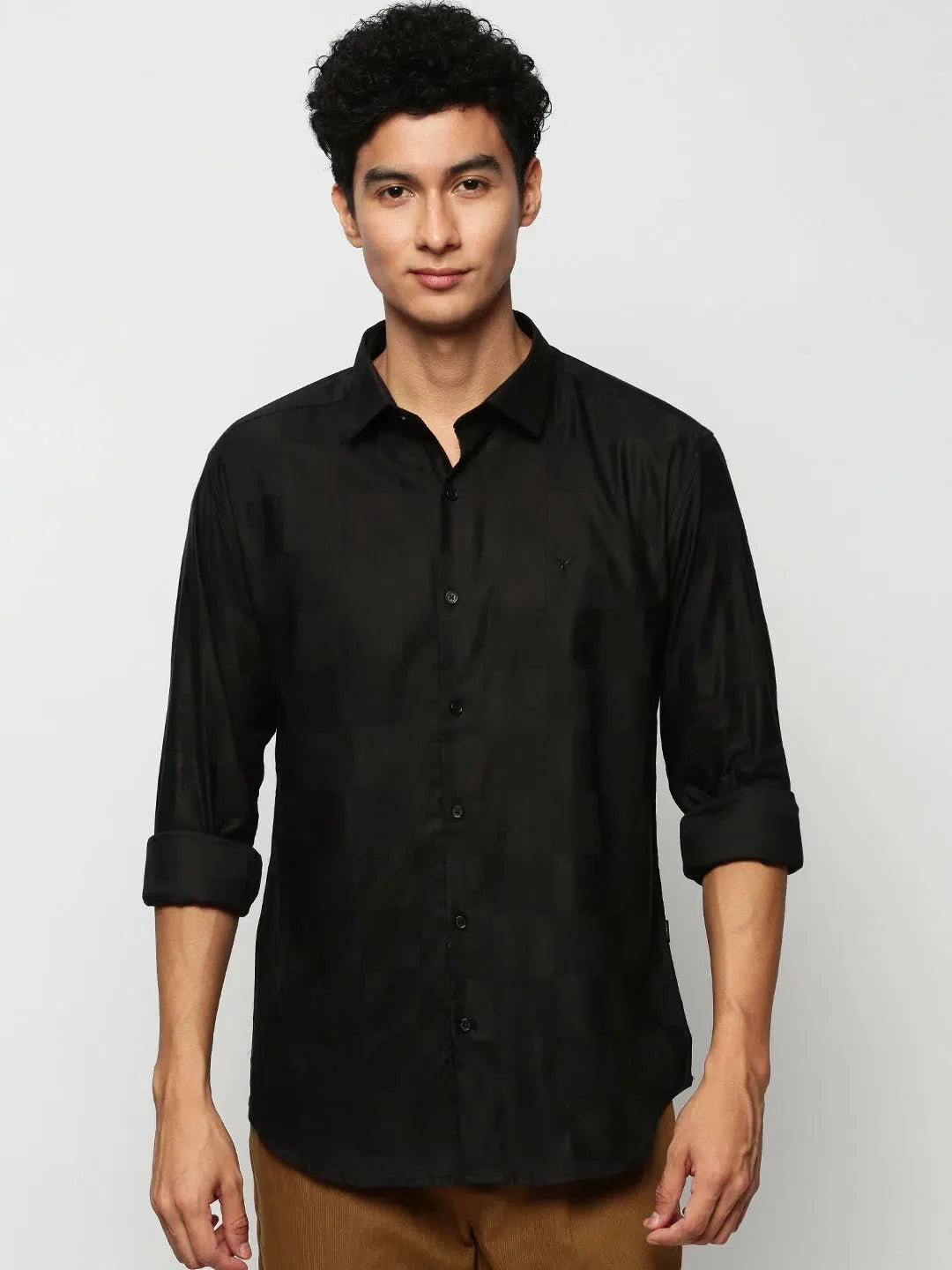 Men's Black Checked Cotton Shirt | Casual & Stylish