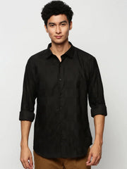 Men Black Checked Casual Casual Shirts-TRUJETTWILL-5487-Black
