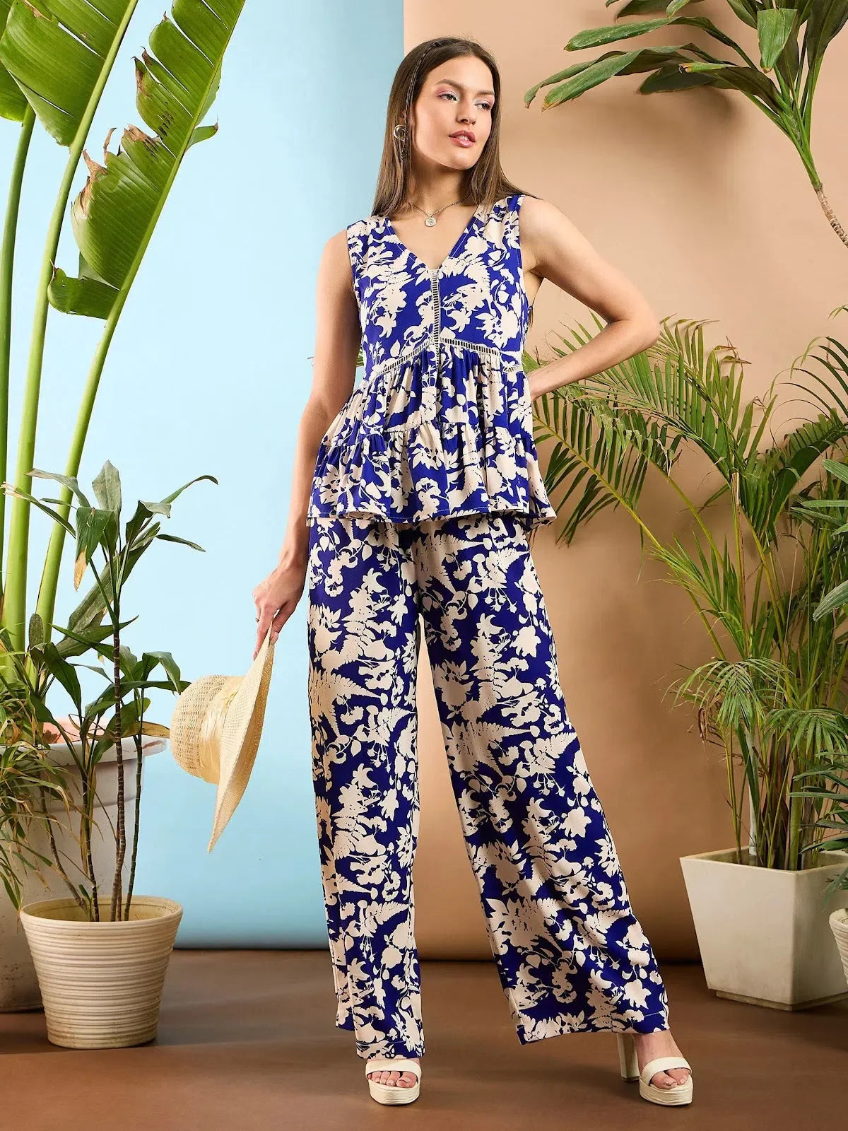 Floral Tiered Top & Palazzo Pants Set | Women's Co Ord Sets