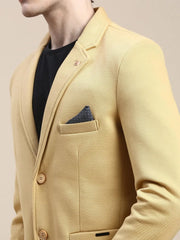 Men Yellow Solid Casual Blazers-AR-38-Mustard