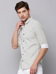 Men Cream Printed Casual Shirt-TKTPRINT-114-Cream
