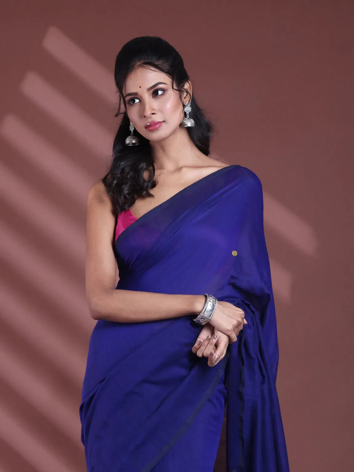 Blue Pure Cotton Soft Saree With Sequined Work-MA59CT06510032