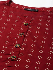 Women's Maroon Printed Straight Kurta-GW-3484-Maroon