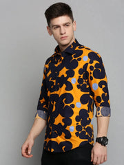 Men Navy Colourblock Casual Shirt-GRADEPRINT-4146-2-Navyblue