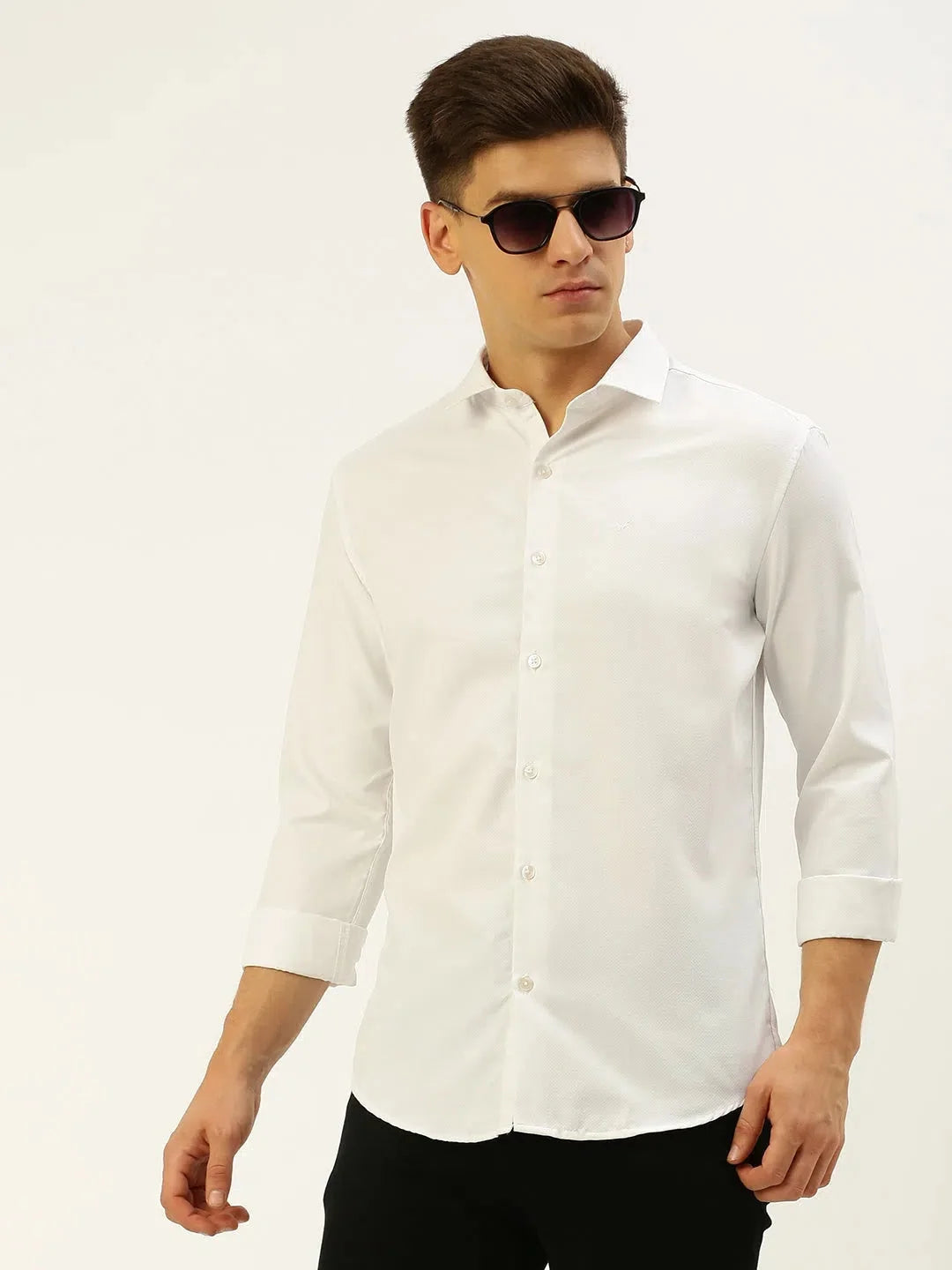 Stylish White Solid Mens Shirt - Cotton Casual Shirt | DesiQlo