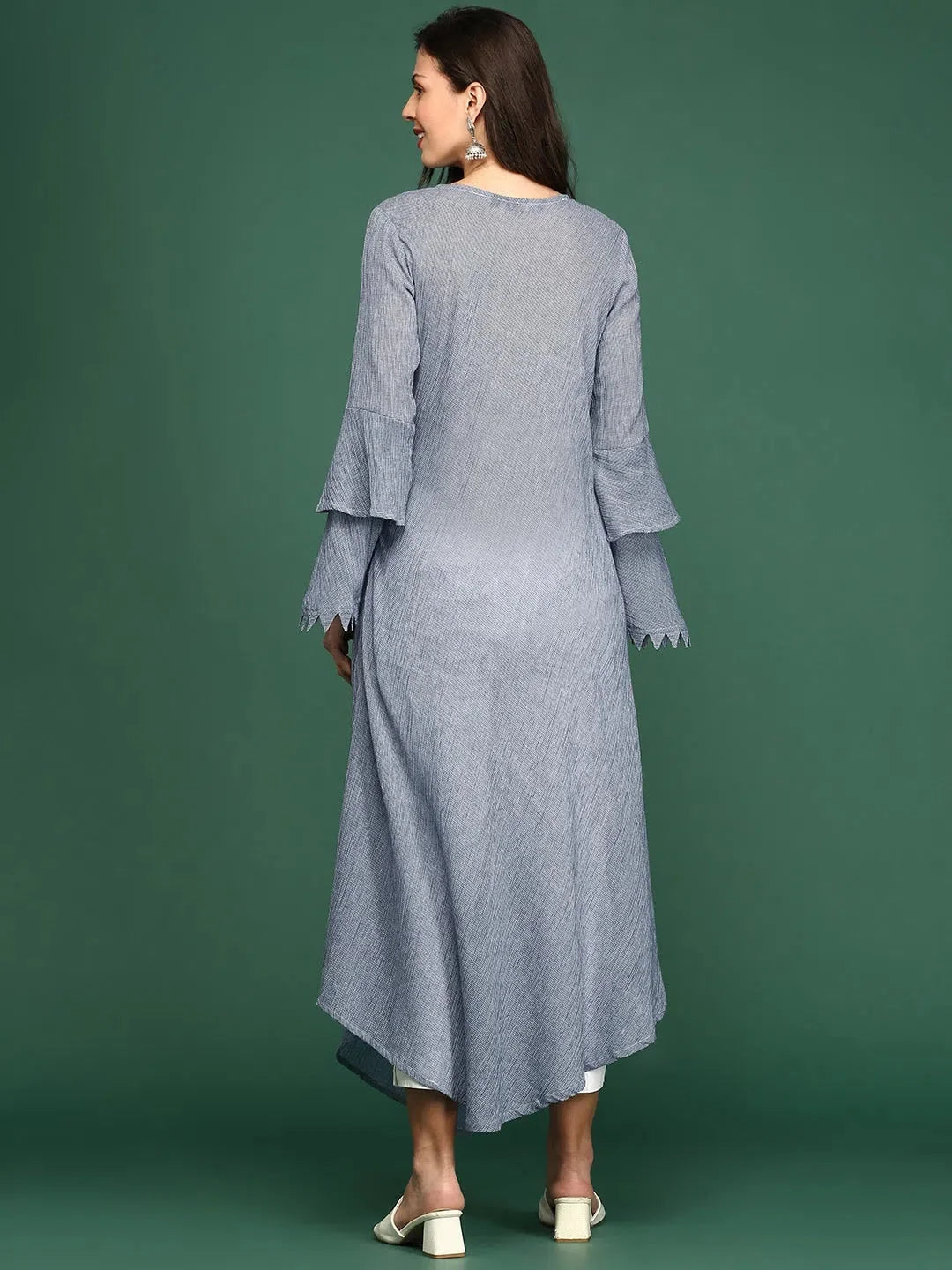 Navy Blue A-Line Cotton Kurta | Indian Kurtas for Ladies