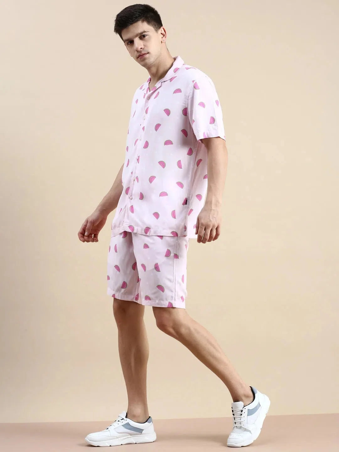 Pink Printed Mens Two Piece Sets | Casual Co ord Sets for Men