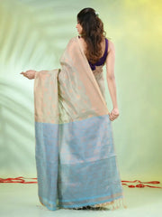 Bottle Green Cotton Saree With Nakshi Zari Borders-MA66BCT431050022