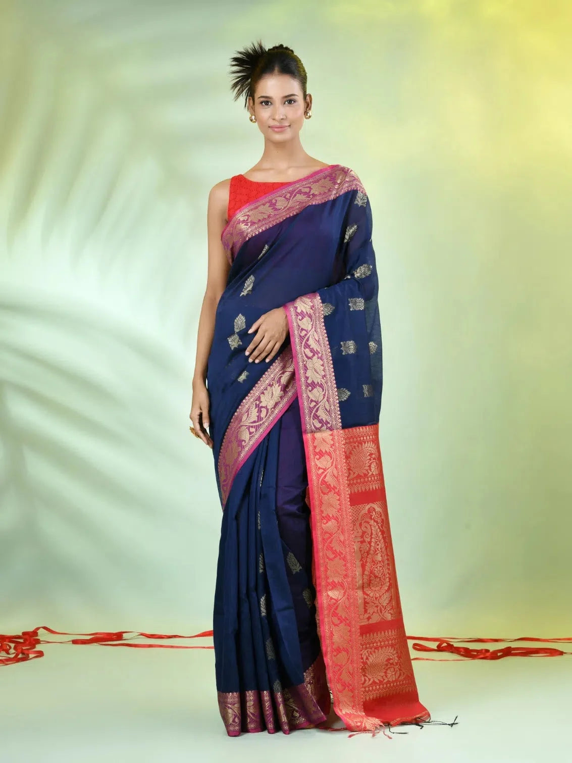 Navy Blue Cotton Saree | Designer Sarees India