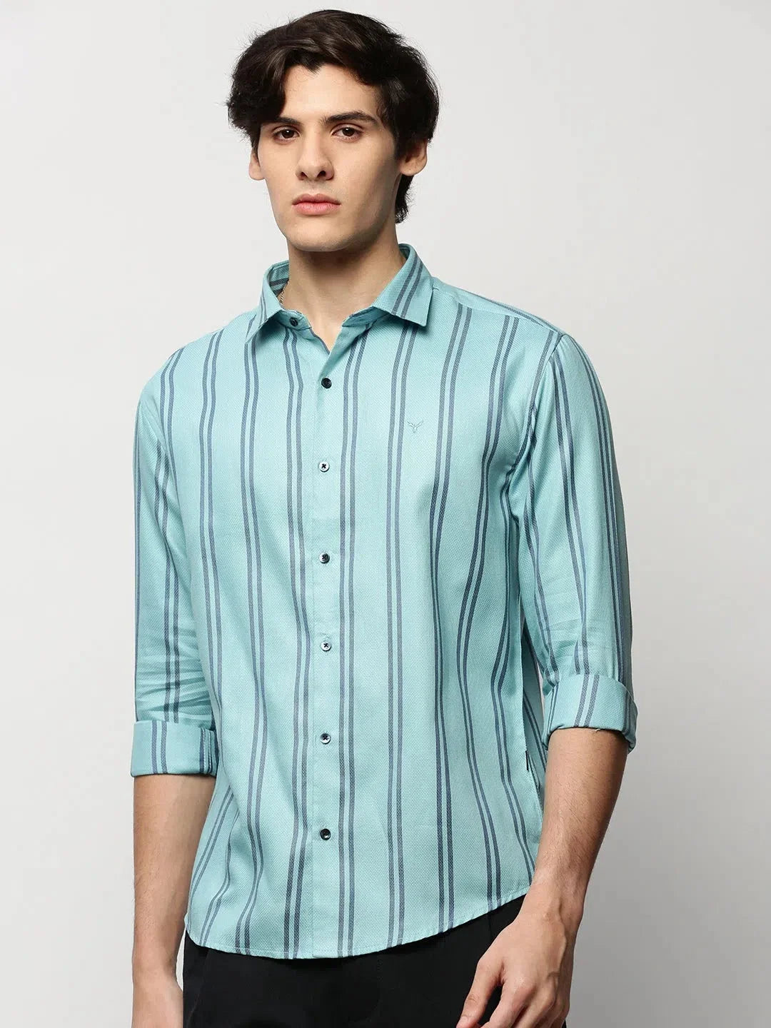 Mens Striped Cotton Shirt - Blue Casual Shirt | DesiQlo