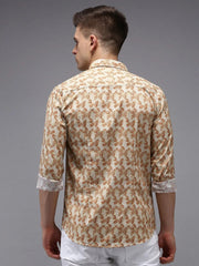 Men Beige Printed Casual Shirt-PARKERPRINT-1539-Cream